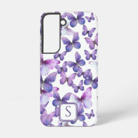 Lila Schmetterlinge Moderne, elegante Monogramm