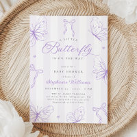 Lila Schmetterlinge & Streifen Baby Shower
