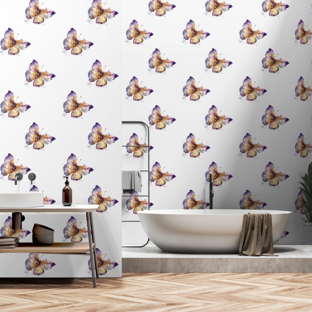 Lila Schmetterlinge Tapete (Badezimmer)