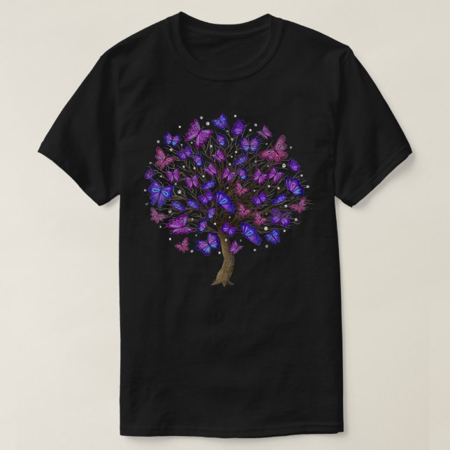 Lila Schmetterlinge Tier Natur Schmetterling T-Shirt (Design vorne)