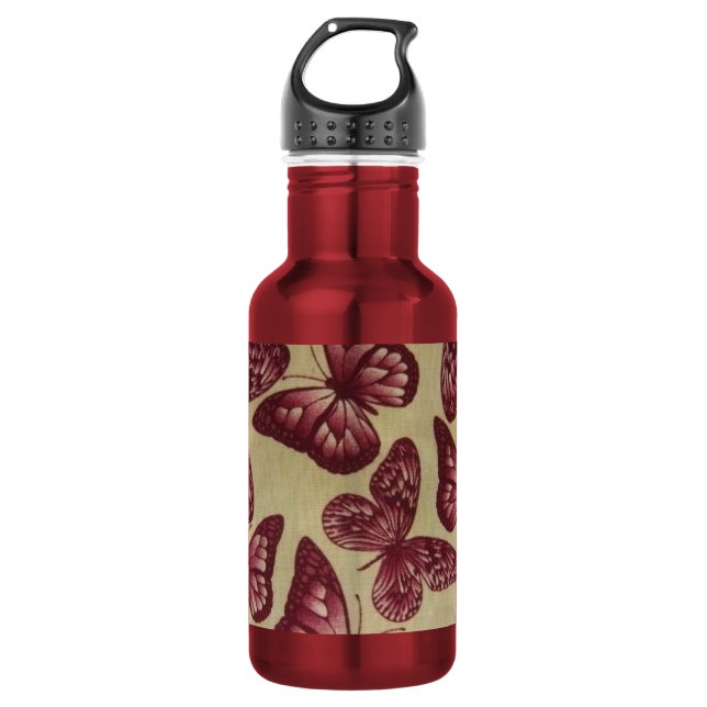 Lila Schmetterlinge Trinkflasche (Vorderseite)