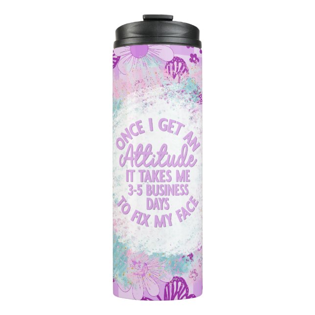 Lila Schmetterlinge und Blume Sassy Sarcasm Thermosbecher (Vorderseite)