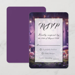 Lila Schmetterlinge und Hochzeiten von Starlit Ski RSVP Karte