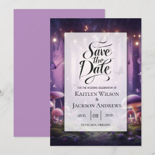 Lila Schmetterlinge und Hochzeiten von Starlit Ski Save The Date