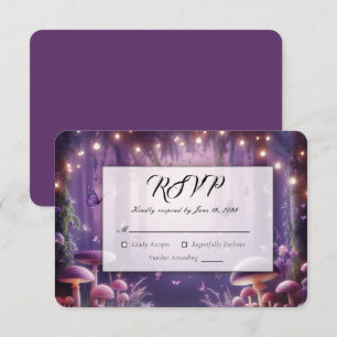 Lila Schmetterlinge und Sternenhimmel-Hochzeit RSVP Karte