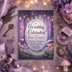 Lila Schmetterlinge und sternklare Himmel Hochzeit Einladung