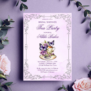 Lila Schmetterlinge Viktorianisches Bridal Tee Par Einladung