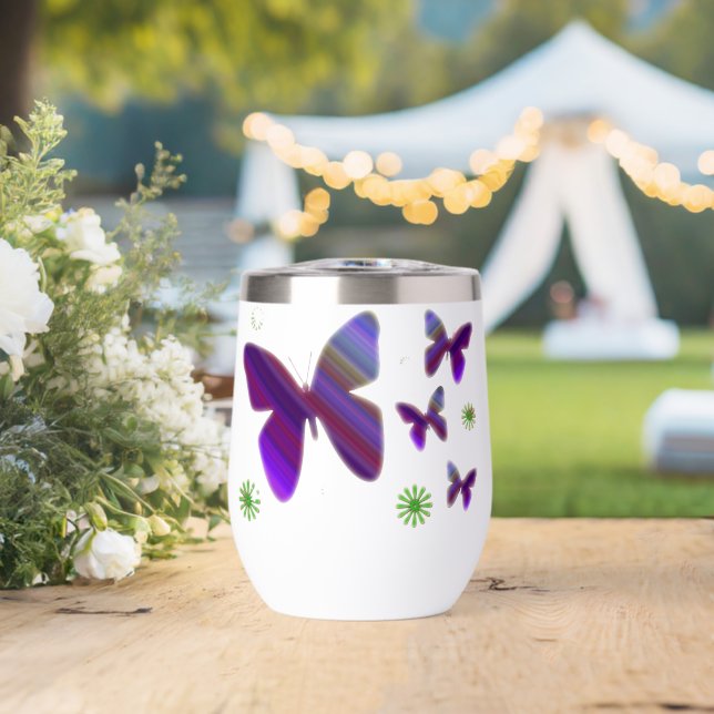 Lila Schmetterlinge Wasserflasche (Hochzeit (gedreht))