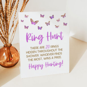 Lila Schmetterlingring Hunt Brautparty Pee Sockelschild