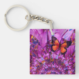 Lila-Schmetterlings-Blumen-Acrylschlüsselanhänger Schlüsselanhänger