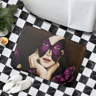 Lila Schmetterlings-Maskenball Frau Elegante Fanta Badematte