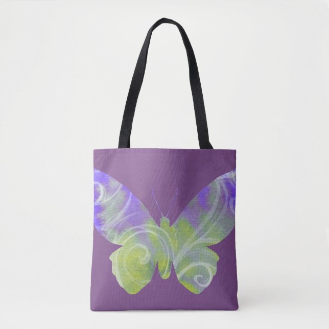 Lila Schmetterlings-Taschen-Tasche Tasche (Vorderseite)