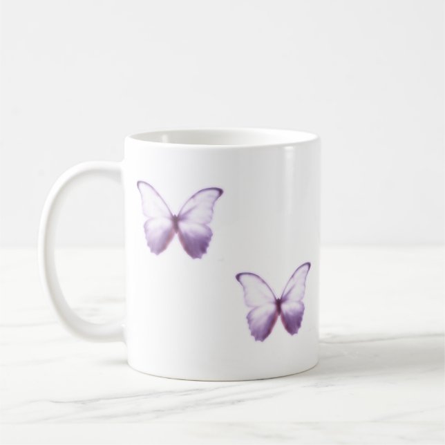 Lila-Schmetterlings-Tasse Kaffeetasse (Links)