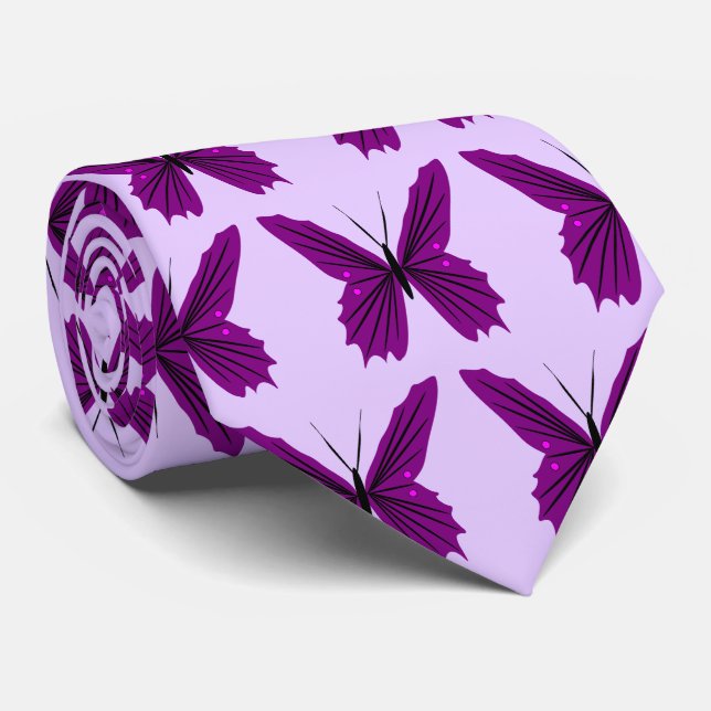 Lila Schmetterlingsdesign Krawatte (Gerollt)