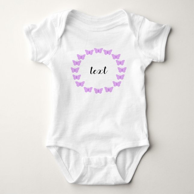 Lila Schmetterlingsdraht mit benutzerdefinierbarem Baby Strampler (Vorderseite)
