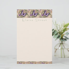 Lila Schmetterlingsflora und Kräuterstationierung Briefpapier
