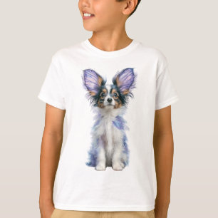 Lila Schmetterlingsflügel Papillon Welpen Kinder T-Shirt