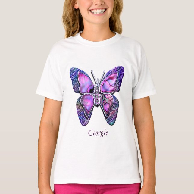 Lila Schmetterlingsfunkel Shirt (Vorderseite)
