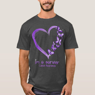 Lila Schmetterlingsherz Ich bin ein Überlebender L T-Shirt