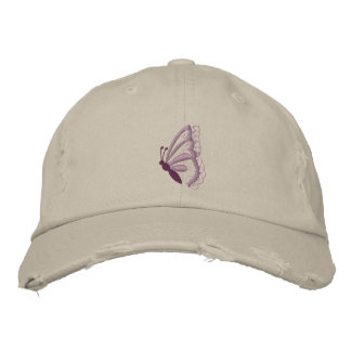 Lila Schmetterlingshut Bestickte Baseballkappe