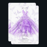 Lila Schmetterlingskleid Sweet 16 Party Einladung<br><div class="desc">Anpassen für jedes Ereignis</div>