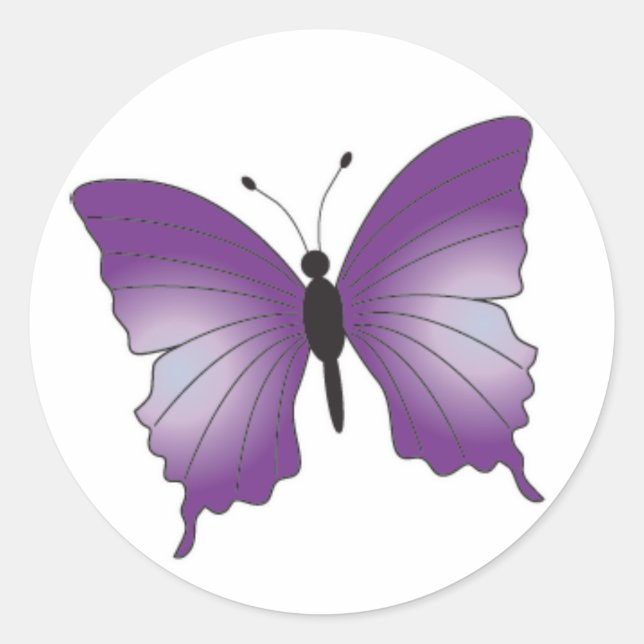 Lila Schmetterlingsklemme Runder Aufkleber (Vorderseite)
