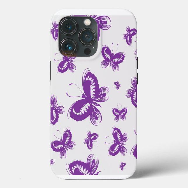 Lila Schmetterlingsmuster Case-Mate iPhone Hülle (Rückseite)