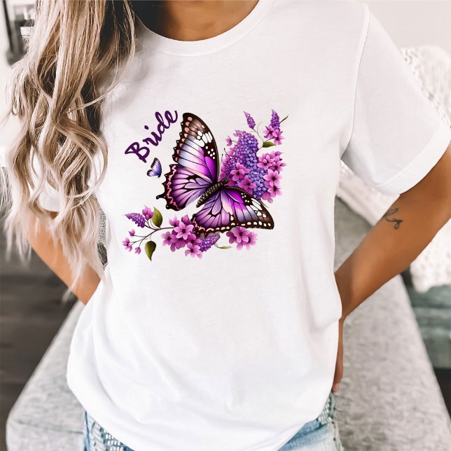 Lila Schmetterlingsthemenspiel Brautparty passt zu T-Shirt (Von Creator hochgeladen)