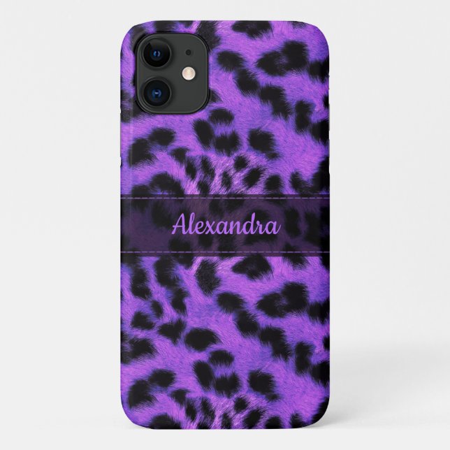 Lila Schneeballdrucke, Name Personalisiert Case-Mate iPhone Hülle (Rückseite)