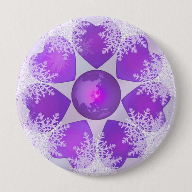 Lila Schneeflocke Button (Vorderseite)