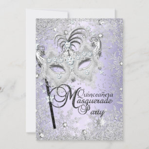 Lila Schneeflocke Masquerade Quinceanera Einladung