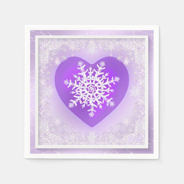 Lila Schneeflocke Serviette (Vorderseite)