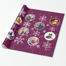 Lila Schneeflocken 10 Lieblingsfamilien-Fotos Geschenkpapier