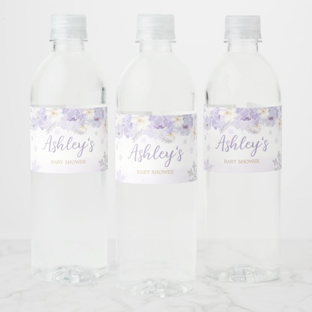 Lila Schneeflocken-Babydusche (Flaschen)