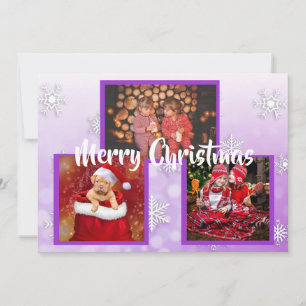 Lila Schneeflocken Familienfeste Fotos Weihnachten Einladung