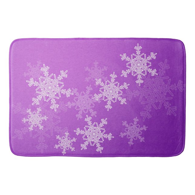 Lila Schneeflocken Minimalistisch Weihnachten Badematte (Vorderseite)