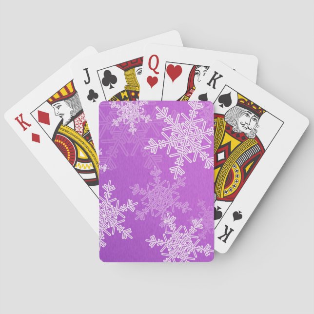 Lila Schneeflocken Minimalistisch Weihnachten Spielkarten (Rückseite)