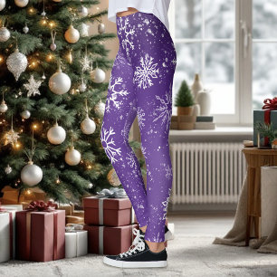 Lila Schneeflocken Muster Magischer Winterurlaub Leggings