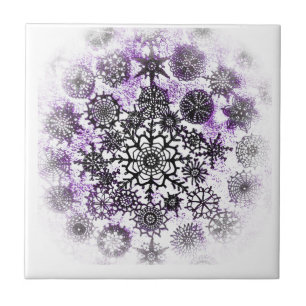 Lila Schneeflocken TIle Fliese