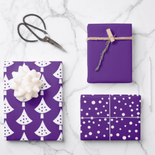 Lila Schneeflocken und Wünsche Weihnachten Geschenkpapier Set