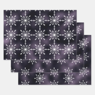 Lila Schneeflocken Weihnachten Geschenkpapier Set