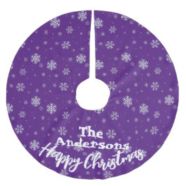 Lila Schneeflocken Weihnachten Polyester Weihnachtsbaumdecke