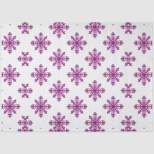 Lila Schneeflocken Weihnachten Seidenpapier (Vorderseite)