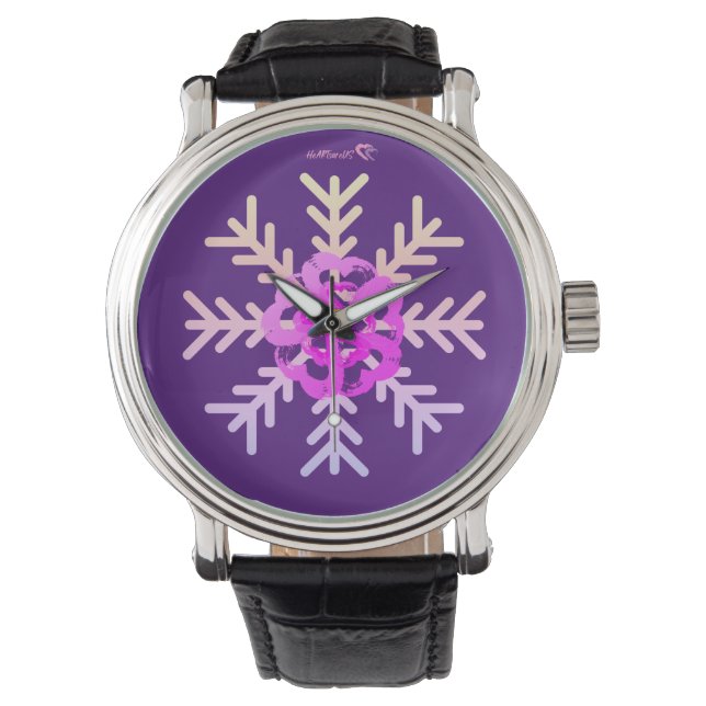 Lila Schneeflockenschau Armbanduhr (Vorderseite)