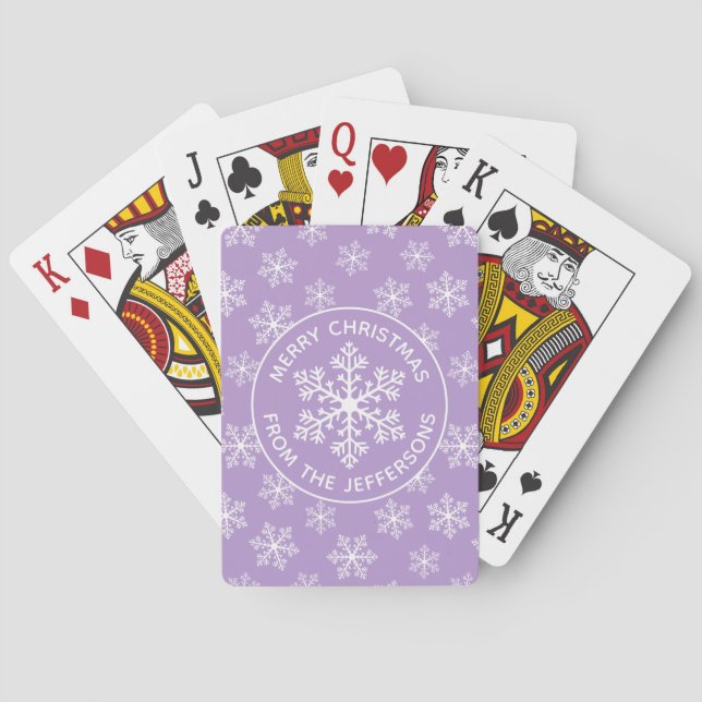 Lila Schneeflockenspielkarten Spielkarten (Rückseite)