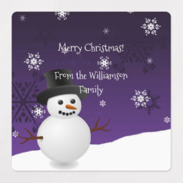 Lila Schneemann Winter Szene Weihnachtsgebäck Labe Etiketten