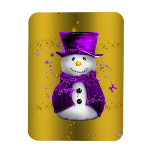 Lila Schneemann zu Weihnachten Magnet