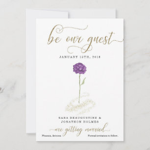 Lila Schönheit und Bestie Save the Date Einladung