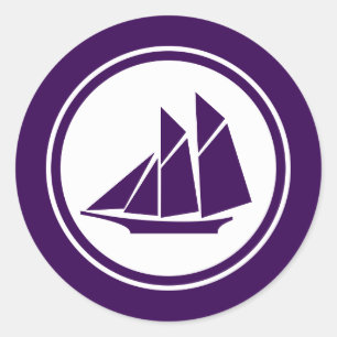 Lila Schooner Sailboat Round Stickers