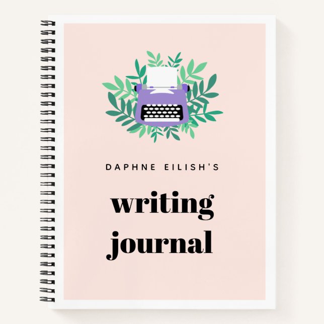 Lila Schreibschrift Grünschrift Notizbuch (Vorderseite)